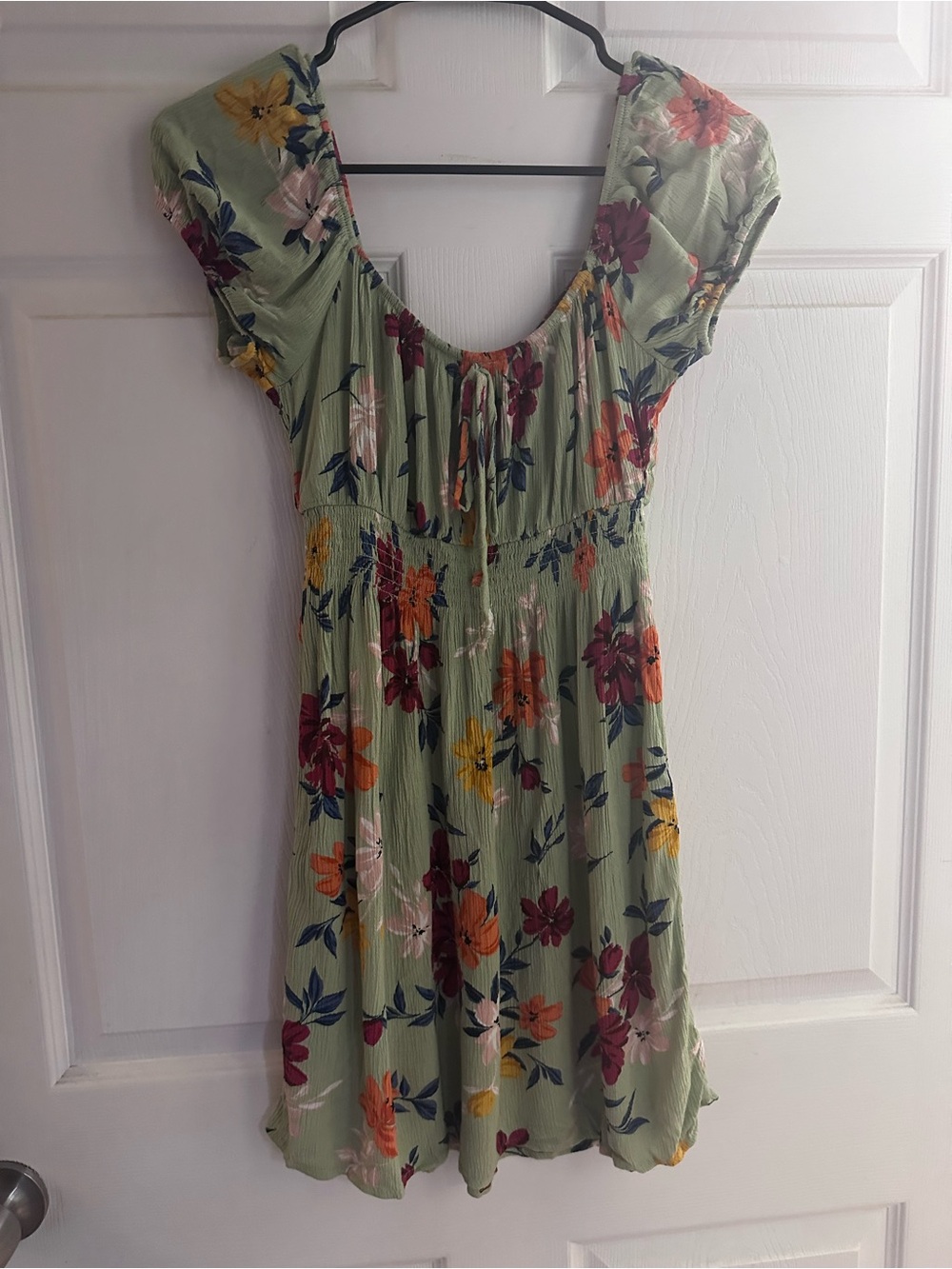 Ambiance Sage Green Floral Short Dress - S
